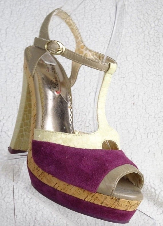 1990's Does 1940's~SUEDE~Snakeskin~PLATFORMS~High~