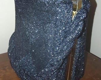 1920's FLAPPER SEED BEADS Large Midnight Blue Box Pure Braided Handle Art Deco Beautiful