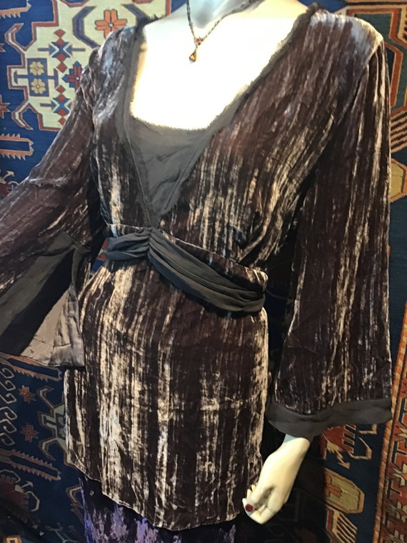 EDWARDIAN~Silk~VELVET~FLARED~Sleeves~Empire Waist~