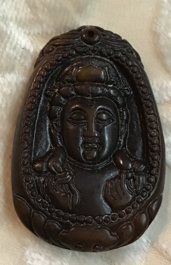 ANTIQUE~JASPER~BUDDHA~Large~Pendant~Authentic~Hand