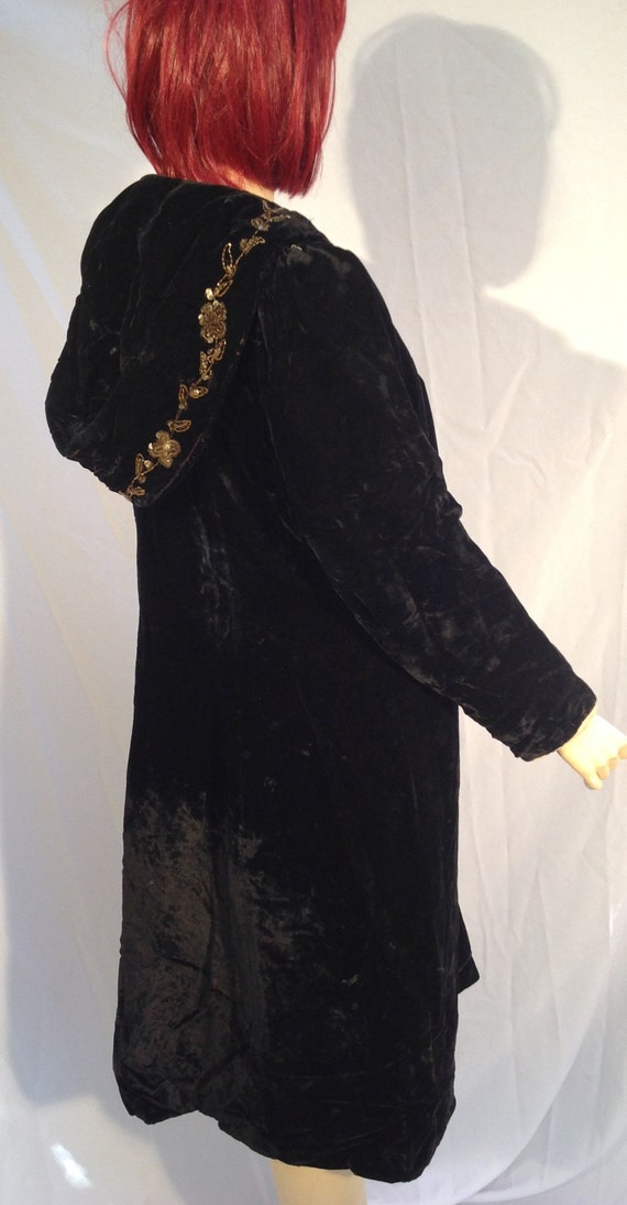 40" Bust~40's~OPERA VELVET Coat~Wide HOOD With Go… - image 5