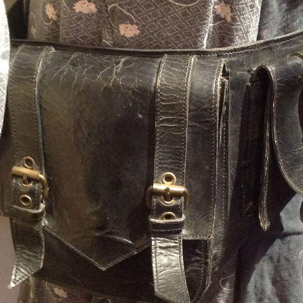 Rugged~Hand Made~70's~LEATHER~Belt~Hip~BAG~Studded~Rare~Hand Crafted~Quality~