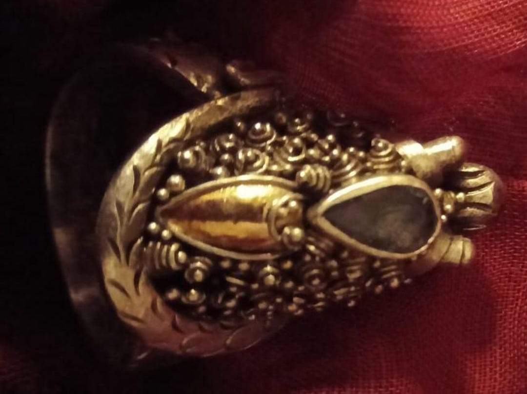 VINTAGE BALI DRAGON Snake Ring Bold Tanzanite Gold 18K Laid Sterling ...