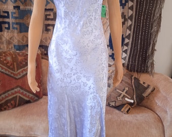 90's NWT Lavender Lilac DAMASK Criss Cross Back Mermaid Dress Gown Sexy Flapper 30's Style Shimmery Sexy Steppin' Out To Die For Long 12