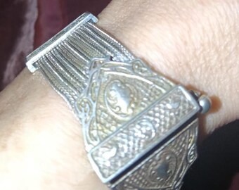 Vintage ARMENIAN MESH Chain Link BRACELET Renaissance Fine Solid Sterling Silver Bohemian Chic Gypsy  Handmade Rare