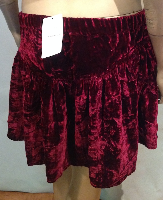 High Quality VELVET Short MINI Skirt BURGUNDY Sma… - image 3