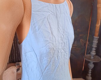 90's New "INC" Bride's Maid Pure SILK Blue Crinkled Dress Spaghetti Straps Fairy Sky Blue Shimmery Size 8