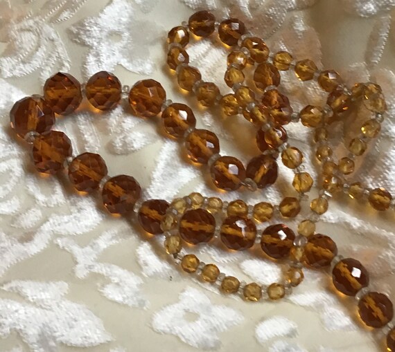 1950's~SCZECH~Faceted~GLASS~Orange~Graduated~Long… - image 4