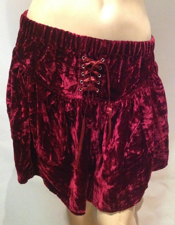 High Quality VELVET Short MINI Skirt BURGUNDY Sma… - image 1