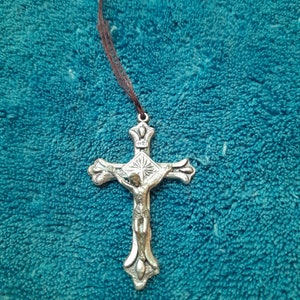 ORIGINAL 1940&#39;s CROSS INRI Made in Italy Nice Ornate Jesus Christ Crucifix Silver Alloy Catholic Pendant Religious Christmas Gift Home Decor
