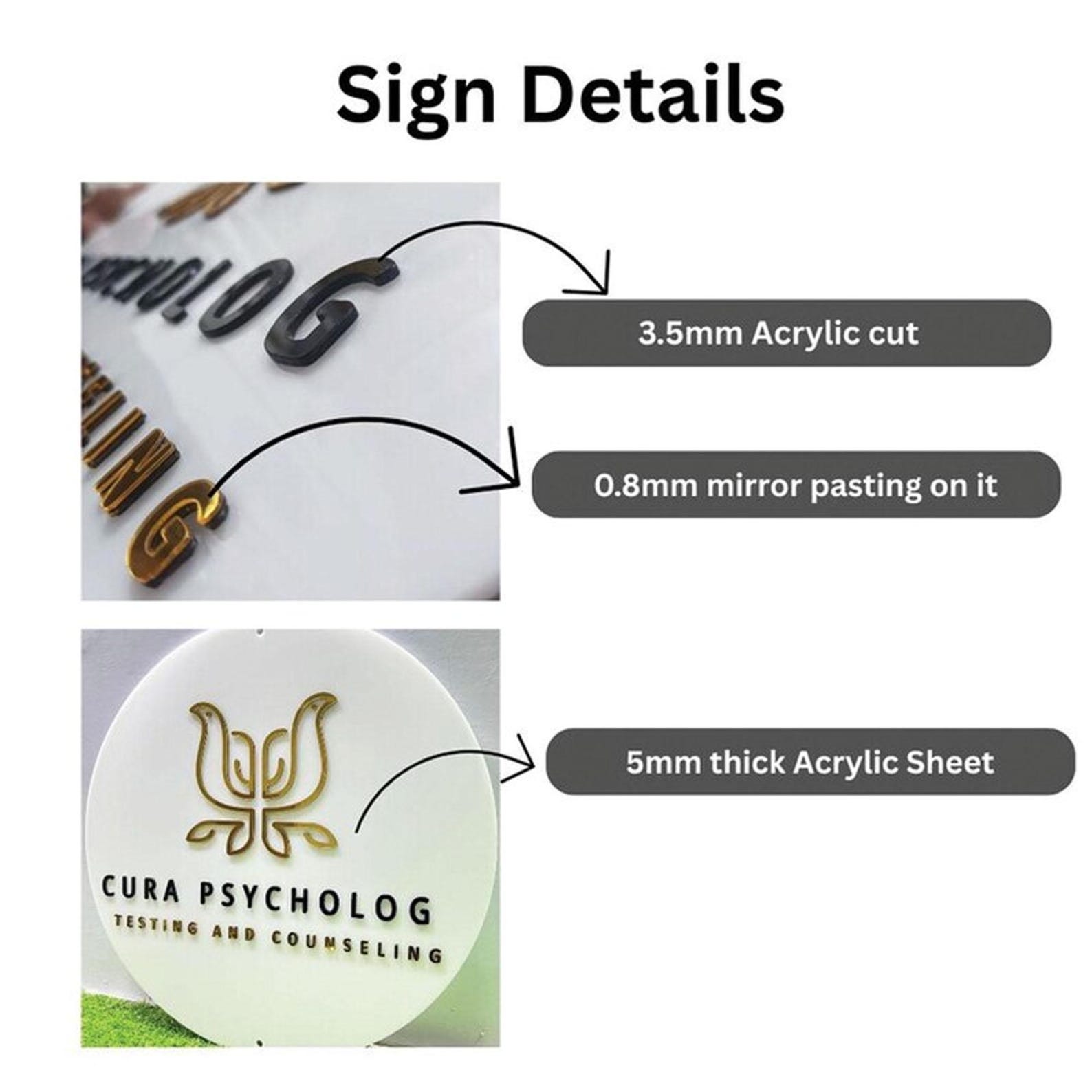 Gold 3D Raised Round Acrylic Business Logo Sign | 3D Acrylic Backlit ...