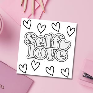 Página para colorir amor próprio