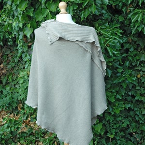 Eco Raw Bohemian LINEN Poncho ,Women Poncho, Poncho With Linen Appliqes, Eco Friendly, Clothing Natural , Oversized Sweater,Linen Clothing, zdjęcie 6