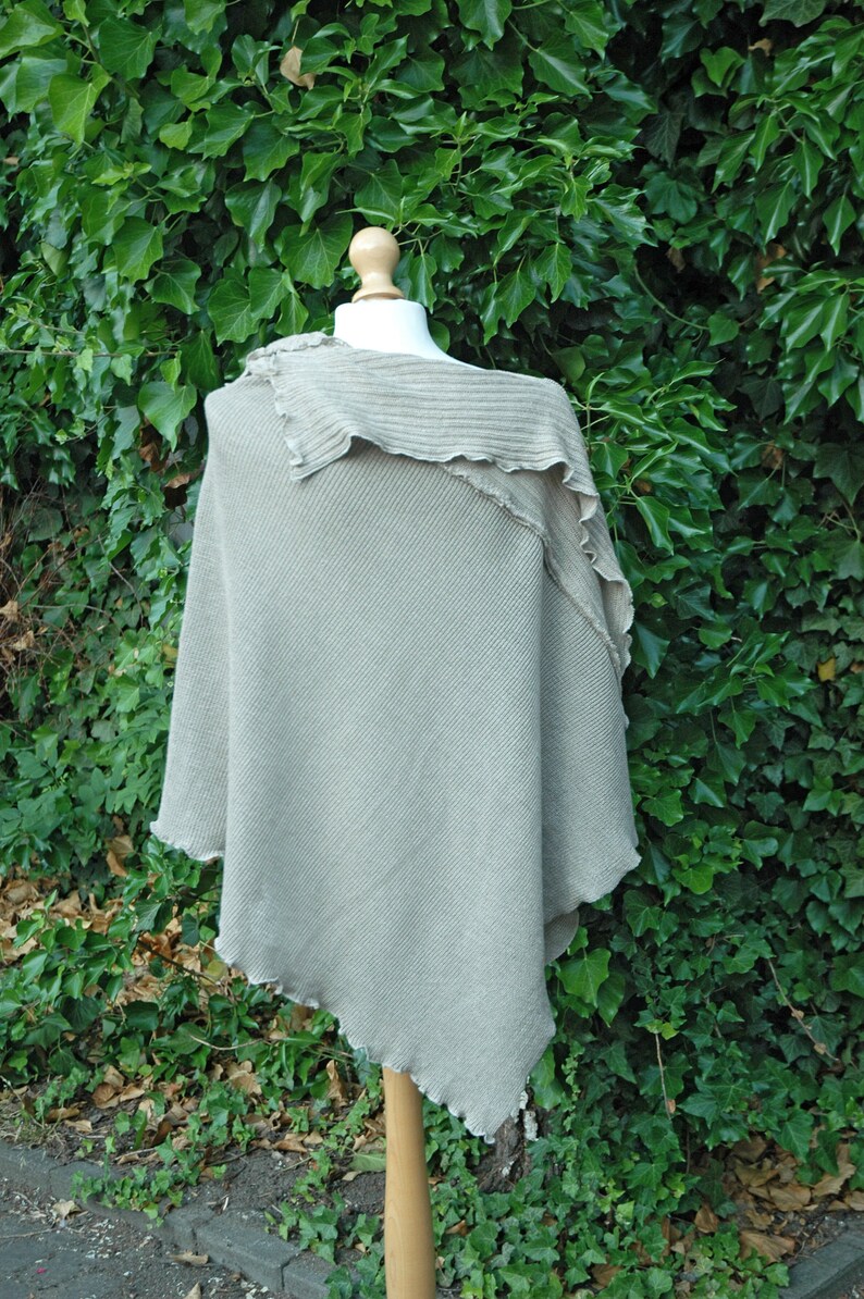 Eco Raw Bohemian LINEN Poncho ,Women Poncho, Poncho With Linen Appliqes, Eco Friendly, Clothing Natural , Oversized Sweater,Linen Clothing, zdjęcie 6