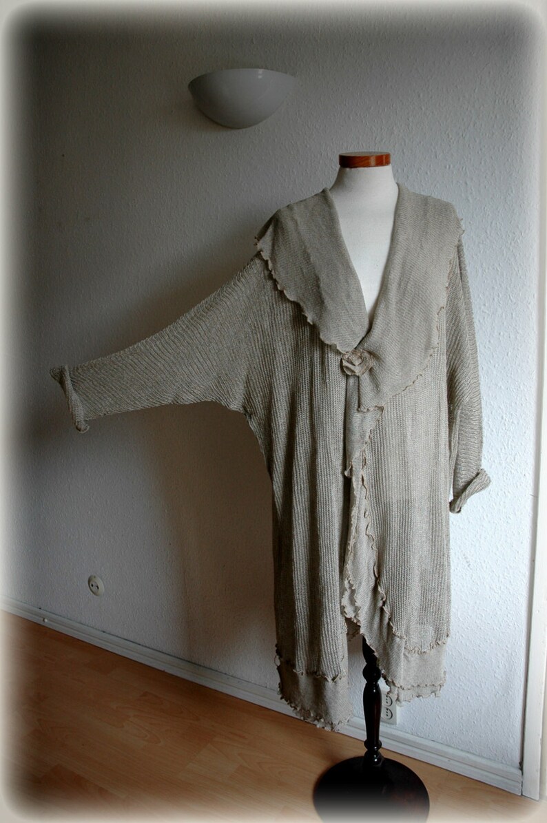 Oversized Cardigan Lagenlook Clothing,Plus Size Sweater,Bohamian Sweater Bohemian Clothing Natural Cardigan LINEN Wrap Sweater