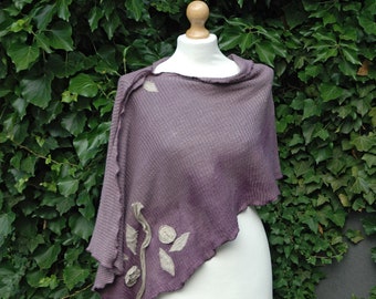 Poncho Women LINEN , Shawl Wraps  , Women's Sweater,Boho Violet Clothing,  Women's Cape, Natural Linen Clothing ,Pullover ,Violet Poncho