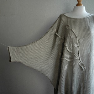 Oversize LINEN Sweater Tunic, Linen Knitted Grey,  Eco Friendly, Natural Clothing ,Eco Style, Woman's Clothing, Casual, Woman's Plus Size