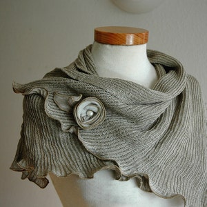 Eco Organic Scarf  ,Grey  LINEN Scarf , Natural Clothing,Grey Natural Scarf,Grey Shawls, Wrap Shawl  , Scarf Cowi Wrap,Valentines gift