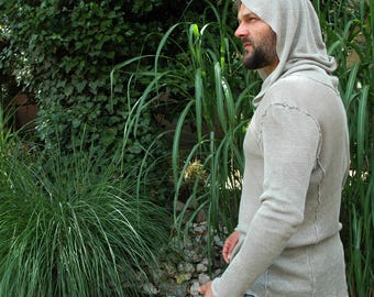 Leinen Strickpullover mit Kapuze: Entspannte Boho Herrenmode