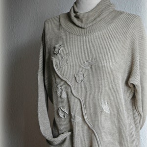 Grey LINEN Tunic Sweater, Boho Grey Sweater ,Women Plus Size Sweater,Boho Pollover Plus Size