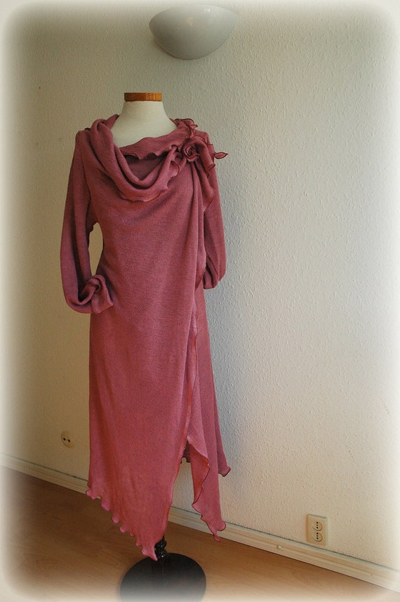Linen Knitted Wrap Cardigan - Powder Pink Sweater