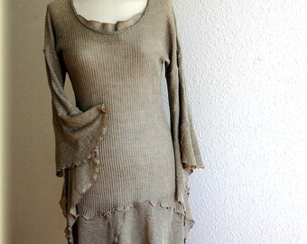 Knitted Linen Tunic: Bohemian Eco Friendly Grey Tunic