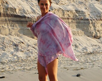 Tie Dye Linen Poncho: Lightweight Summer Cover-Up