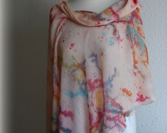 Linen Poncho Womens ,TIE  DYE Linen Poncho,Festival Tie Dye Poncho,Gift for Mom,Delicate Linen Poncho