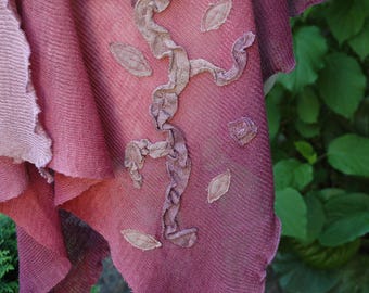 Poncho de lino rosa de estilo artístico, poncho para mujer, poncho de lino natural puro, poncho teñido a mano, ropa de lino, regalo para mamá.