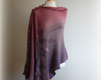 LINEN  Poncho Women's, Burgundy Violet Purple,Wrap Sweater , Women Poncho, Women's Cape,Bohemian Sweater, Knitted Sweater ,Pullover Sweater