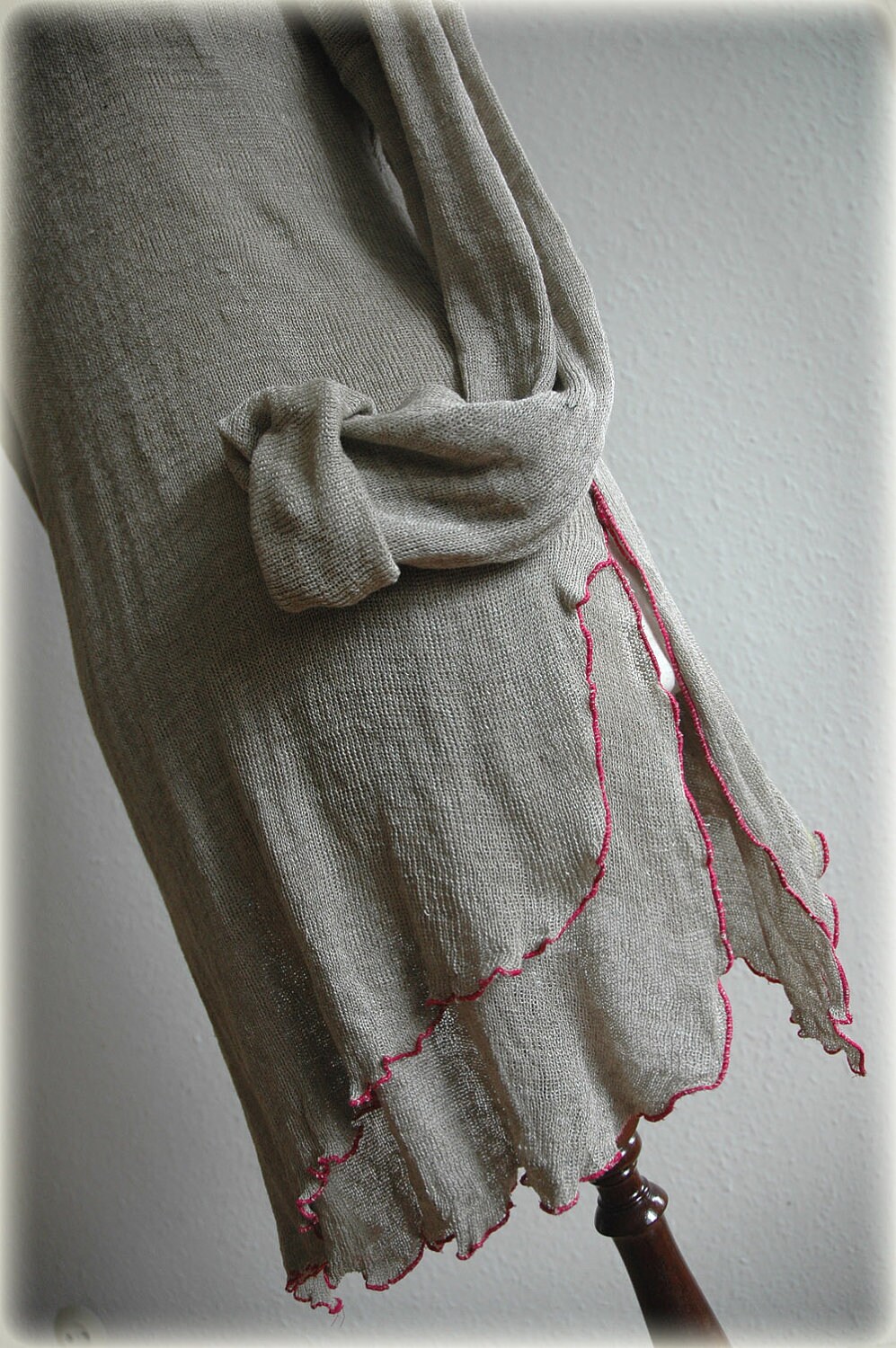 Linen Knitted Grey Tunic Sweater With Felt Flower Appliques Fibre Art ...