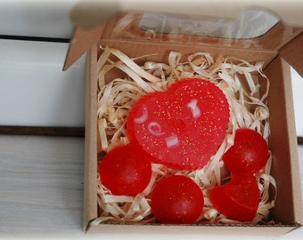 Valentijnsdag geschenk, Rose Soap Heart, Soap Handmade, Flower Soap, Red Soap, Valentines Love Box