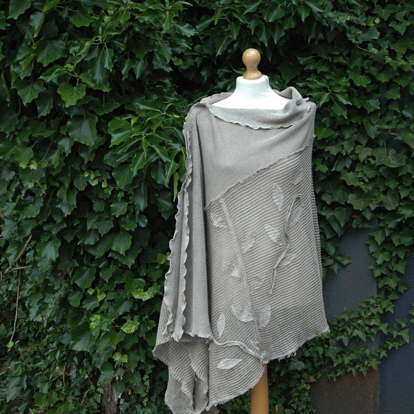 Linen Grey Poncho,Natural Poncho,Womans Grey Poncho,Wrap Sweater Linen, Eco Friendly Poncho,Hippie Poncho