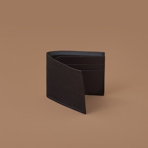 BIFOLD WALLET : Minimalist Leather wallet - Cardholder - Simple Wallet - Matte Black Leather