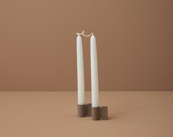 LEATHER TAPER HOLDER (1 unit) : Minimalist taper holder - Leather - home decor - Tableware