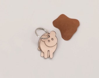 Leather keychain for kids : Minimalist Leather keychain for kids - toddler - gender neutral - Eco-friendly
