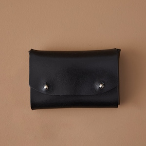 SMALL WALLET : Minimalist Leather Card Case | Cardholder | Simple Wallet | Gift for Him, for Her | Matte Black Leather | Leather wallet