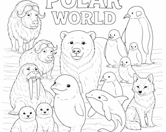 Libro para colorear del mundo polar para niños: Libro de cuentos de 25 páginas (Descarga en PDF)