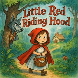 Livre d'histoires du Petit Chaperon rouge au format PDF avec illustration du personnage en prime | Livre numérique de contes de fées pour enfants | Téléchargement instantané
