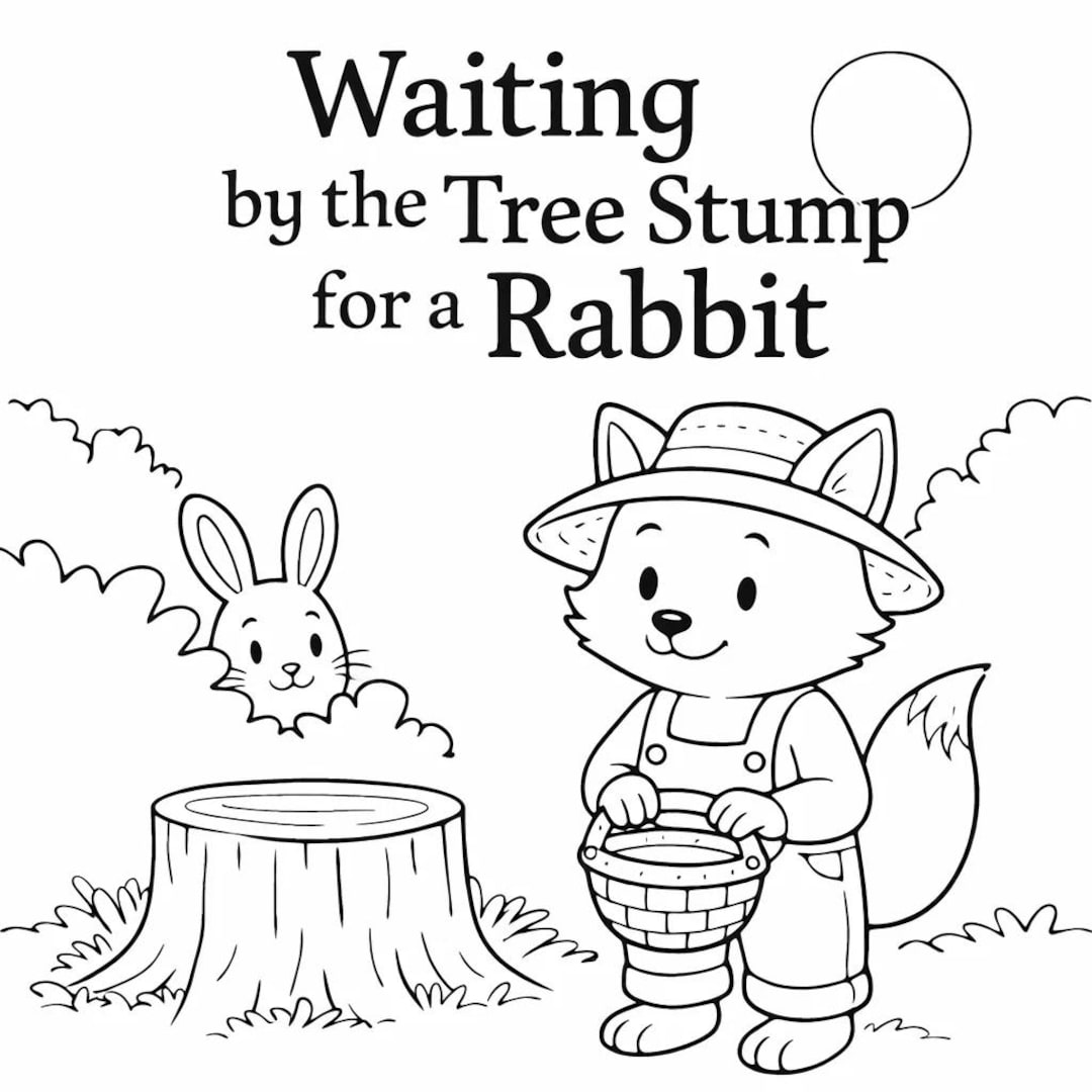 Tree Stump Rabbit Waiting by the Tree Stump for a Rabbit Coloring Storybook PDF for Kids ...
