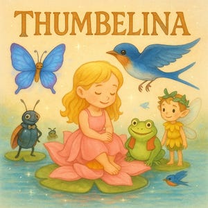Thumbelina Storybook PDF with Bonus Character Art | Kids Digital Fairy Tale Book | Instant Download