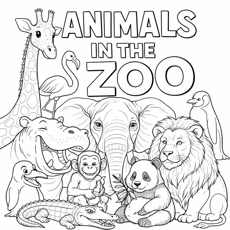 Animals in Zoo Coloring Storybook PDF for Kids - Instant Download - Etsy