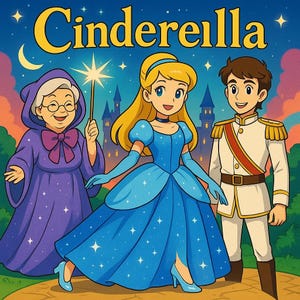 Cinderella Storybook PDF with Bonus Character Art | Kids Digital Fairy Tale Book | Instant Download