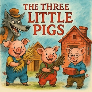 Les trois petits cochons - Livre d'histoires numérique pour enfants avec des illustrations colorées