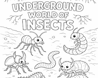 Libro para colorear "El mundo subterráneo de los insectos" (PDF) para niños - Descarga instantánea