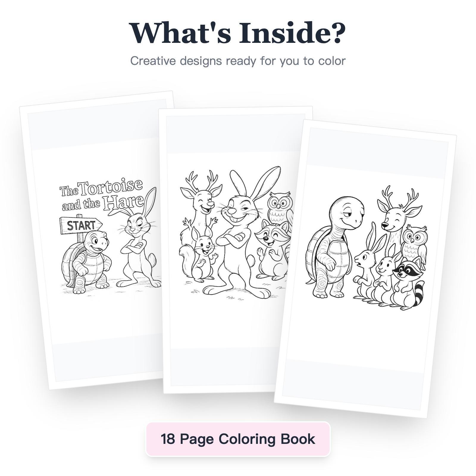 The Tortoise and the Hare Coloring Storybook PDF for Kids - Instant ...