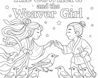 Libro para colorear "El Vaquero y la Tejedora" (PDF) para niños - Descarga instantánea