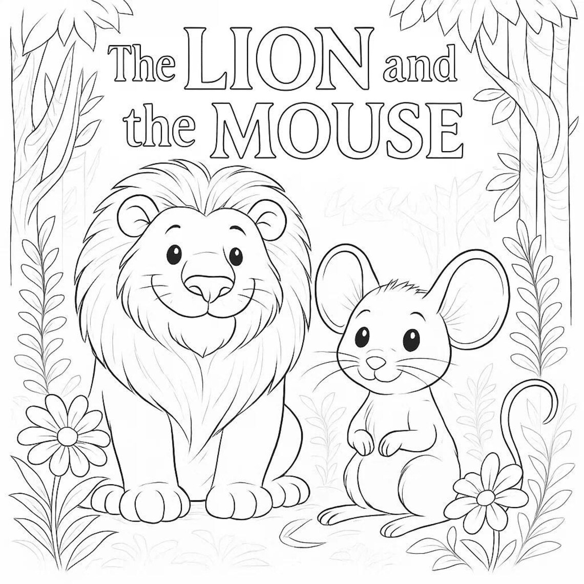 The Lion and the Mouse Coloring Storybook PDF for Kids - Instant ...
