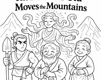 Libro para colorear "El viejo tonto mueve montañas" (PDF) para niños - Descarga instantánea