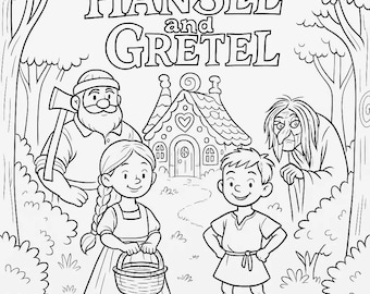Hansel and Gretel Coloring Storybook PDF for Kids - Instant Download